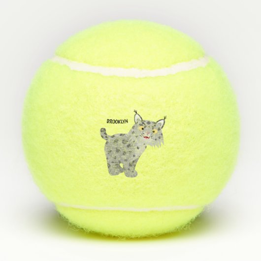 Cute mean bobcat lynx cartoon tennisballen (Achterkant)