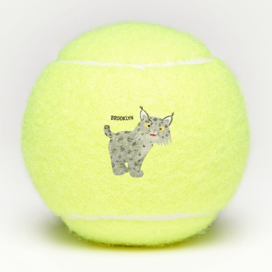 Cute mean bobcat lynx cartoon tennisballen (Voorkant)