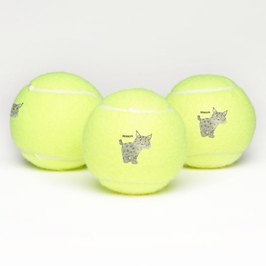 Cute mean bobcat lynx cartoon tennisballen (Multi)