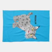 Cute mean bobcat lynx cartoon theedoek (Horizontaal)