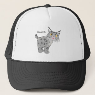 Cute mean bobcat lynx cartoon trucker pet