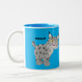 Cute mean bobcat lynx cartoon tweekleurige koffiemok (Links)