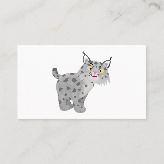 Cute mean bobcat lynx cartoon visitekaartje (Achterkant)