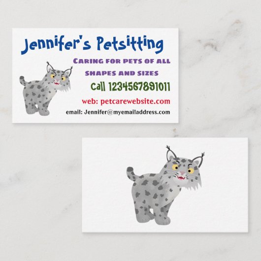 Cute mean bobcat lynx cartoon visitekaartje (Voorkant / Achterkant)