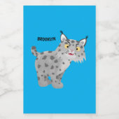 Cute mean bobcat lynx cartoon voedselcontainer etiket (Enkel label)