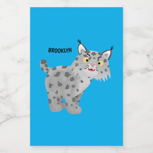 Cute mean bobcat lynx cartoon voedselcontainer etiket (Enkel label)