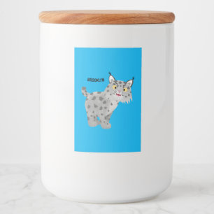 Cute mean bobcat lynx cartoon voedselcontainer etiket