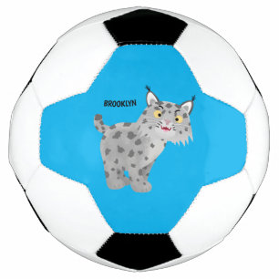 Cute mean bobcat lynx cartoon voetbal