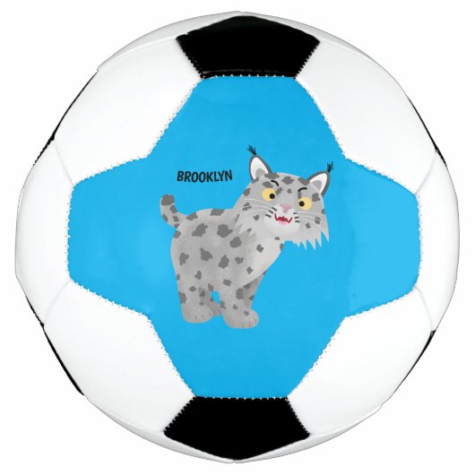 Cute mean bobcat lynx cartoon voetbal (Voorkant)
