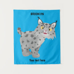 Cute mean bobcat lynx cartoon wandkleed