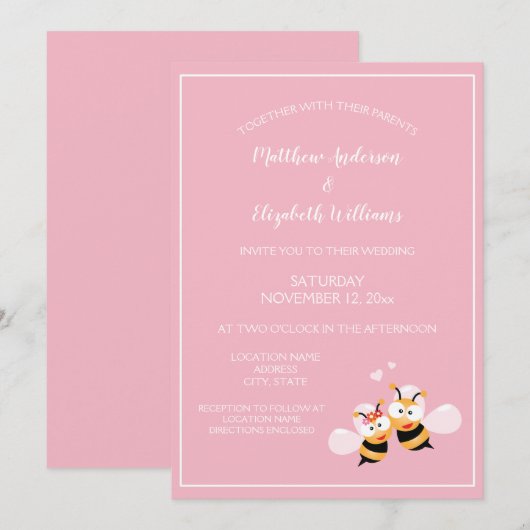 Cute Meant to be legant roze Wedding Kaart (Voorkant / Achterkant)