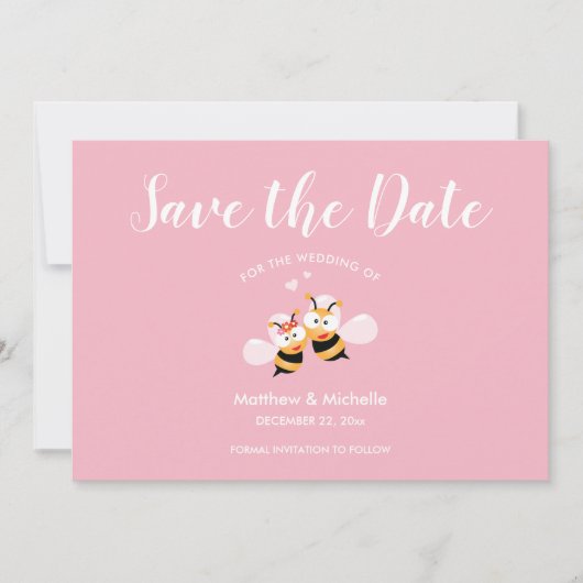 Cute Meant to be legant roze Wedding Save The Date (Voorkant)