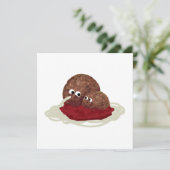 Cute Meatball Eating Spaghetti Kaart (Staand voorkant)