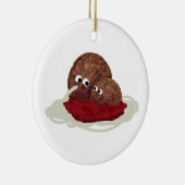Cute Meatball Eating Spaghetti Keramisch Ornament (Rechts)