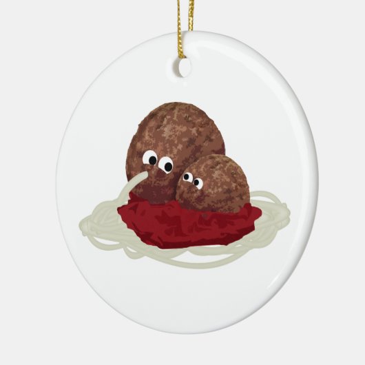 Cute Meatball Eating Spaghetti Keramisch Ornament (Links)