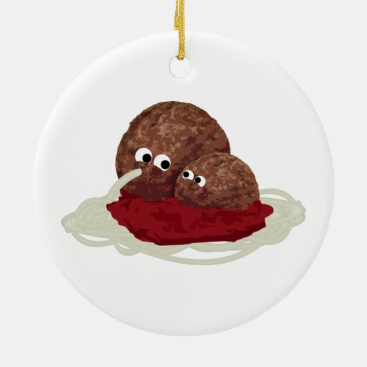 Cute Meatball Eating Spaghetti Keramisch Ornament (Achterkant)