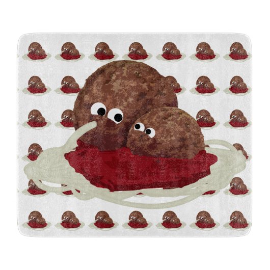 Cute Meatball Eating Spaghetti Snijplank (Voorkant)