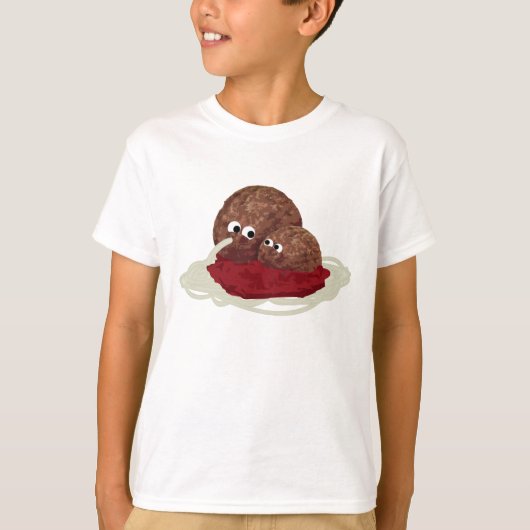 Cute Meatball Eating Spaghetti T-shirt (Voorkant)