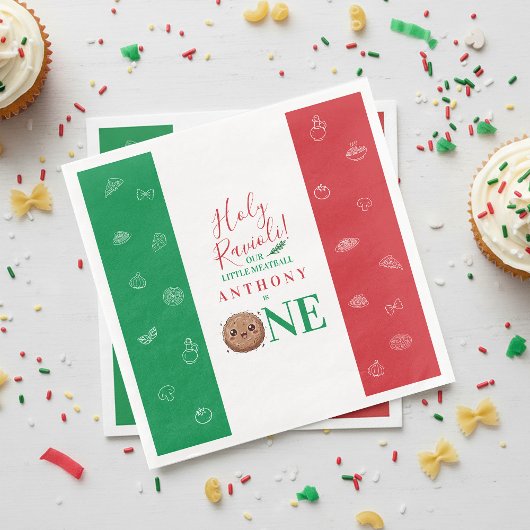 Cute Meatball First Birthday Party Servet