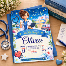 Cute Medical 5e verjaardagsuitnodiging achterkant