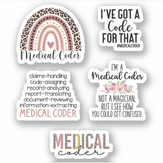 Cute Medical Coder Sticker Pack, Medische Codering (Voorkant)