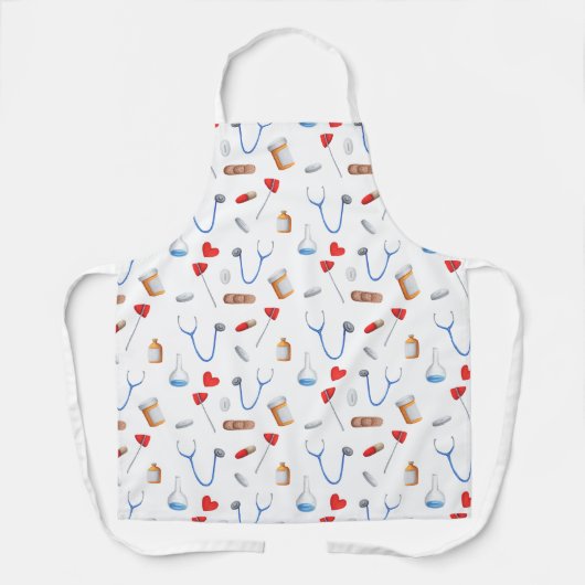 Cute Medical Equipment Patterated Doctor Schort (Voorkant)