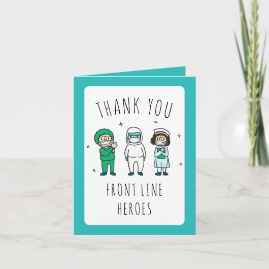 Cute Medical Frontline Heroes Thank You Cards Bedankkaart (Voorkant)