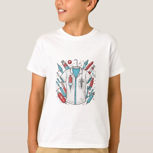 Cute Medical Hero Kids' T-Shirt - Wings & Syringe (Voorkant)