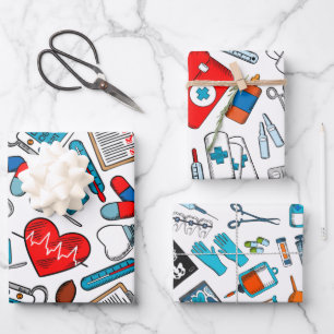 Cute Medical Nurse Doctor Theme Mix Pattern Inpakpapier Vel