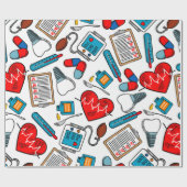 Cute Medical Nurse Doctor Theme Mixed Pattern Cadeaupapier (Vlak)