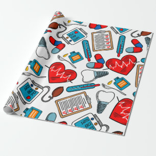 Cute Medical Nurse Doctor Theme Mixed Pattern Cadeaupapier