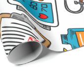 Cute Medical Nurse Doctor Theme Mixed Pattern Cadeaupapier (Rol Hoek)