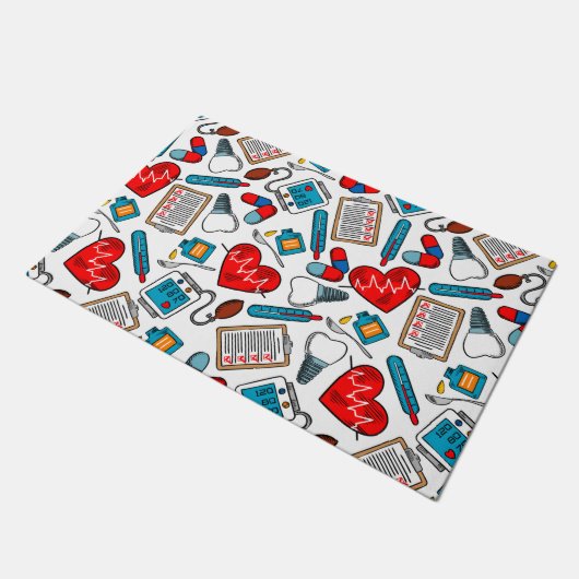 Cute Medical Nurse Doctor Theme Mixed Pattern Deurmat (Schuin)
