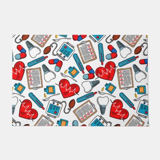 Cute Medical Nurse Doctor Theme Mixed Pattern Deurmat (Voorkant)