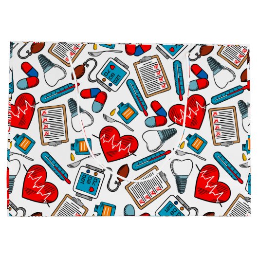 Cute Medical Nurse Doctor Theme Mixed Pattern Groot Cadeauzakje (Achterkant)