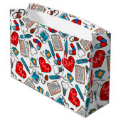 Cute Medical Nurse Doctor Theme Mixed Pattern Groot Cadeauzakje (Achterkant Gekanteld)