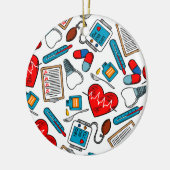 Cute Medical Nurse Doctor Theme Mixed Pattern Keramisch Ornament (Links)