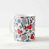 Cute Medical Nurse Doctor Theme Mixed Pattern Koffiemok (Voorkant links)