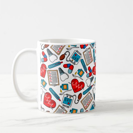 Cute Medical Nurse Doctor Theme Mixed Pattern Koffiemok (Links)