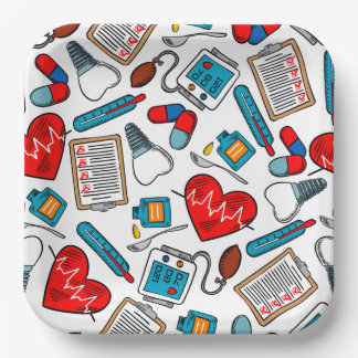Cute Medical Nurse Doctor Theme Mixed Pattern Papieren Bordje