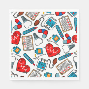 Cute Medical Nurse Doctor Theme Mixed Pattern Servet