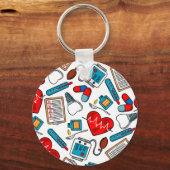 Cute Medical Nurse Doctor Theme Mixed Pattern Sleutelhanger (Voorkant)