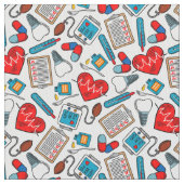 Cute Medical Nurse Doctor Theme Mixed Pattern Stof (Close Up)