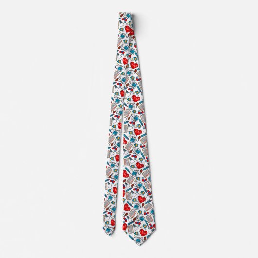 Cute Medical Nurse Doctor Theme Mixed Pattern Stropdas (Achterkant)