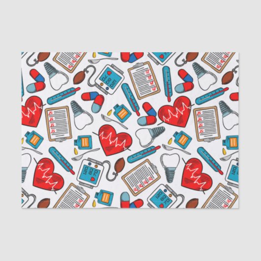 Cute Medical Nurse Doctor Theme Mixed Pattern Tissuepapier (Voorkant)