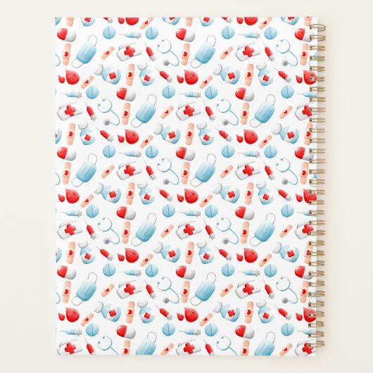 Cute Medical Pattern Name Nurse Planner (Achterkant)