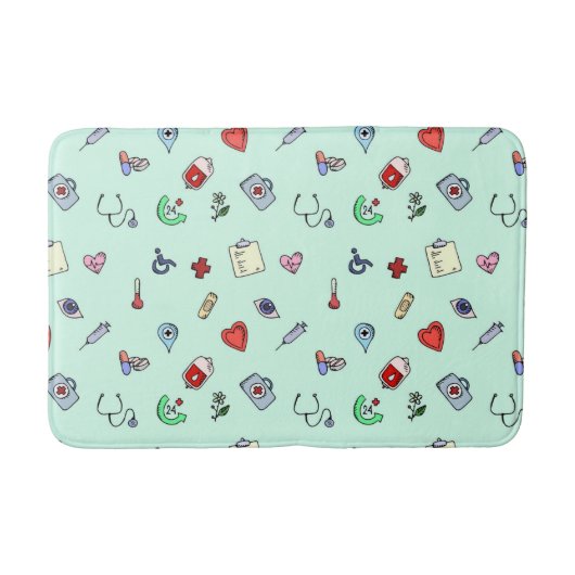 Cute Medical Pictogram Patroon Badmat (Voorkant)