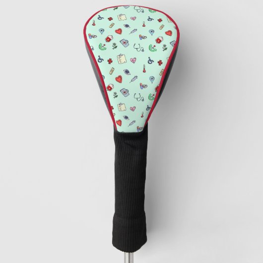 Cute Medical Pictogram Patroon Golfheadcover (Voorkant)