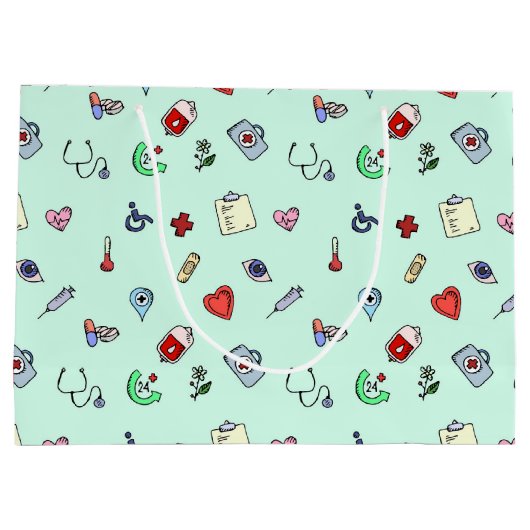 Cute Medical Pictogram Patroon Groot Cadeauzakje (Achterkant)