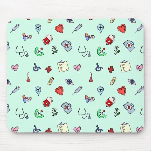 Cute Medical Pictogram Patroon Muismat (Voorkant)